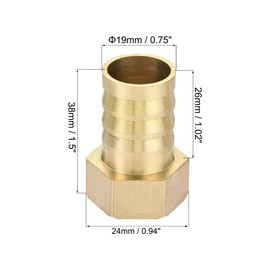 sourcing map Brass Barb Hose Fitting Connector Adapter 19mm Barbed x G1/2 Female Pipe with Hose Clamp 2Set