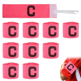 Agatige 10Pcs Football Captain Armband, 33x7cm/13x2.8in Running Exercise Soccer Captain Armband Unisex Elastic C Word Armband for Adult Youth Team Competition or Training (Pink)