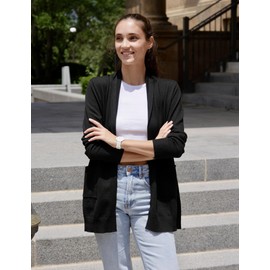 Zeagoo Womens Fall Cardigan Sweaters Trendy Light Open Front Soft Long Sleeve Shrug Summer Sweater Dressy Open Front Blazers Black