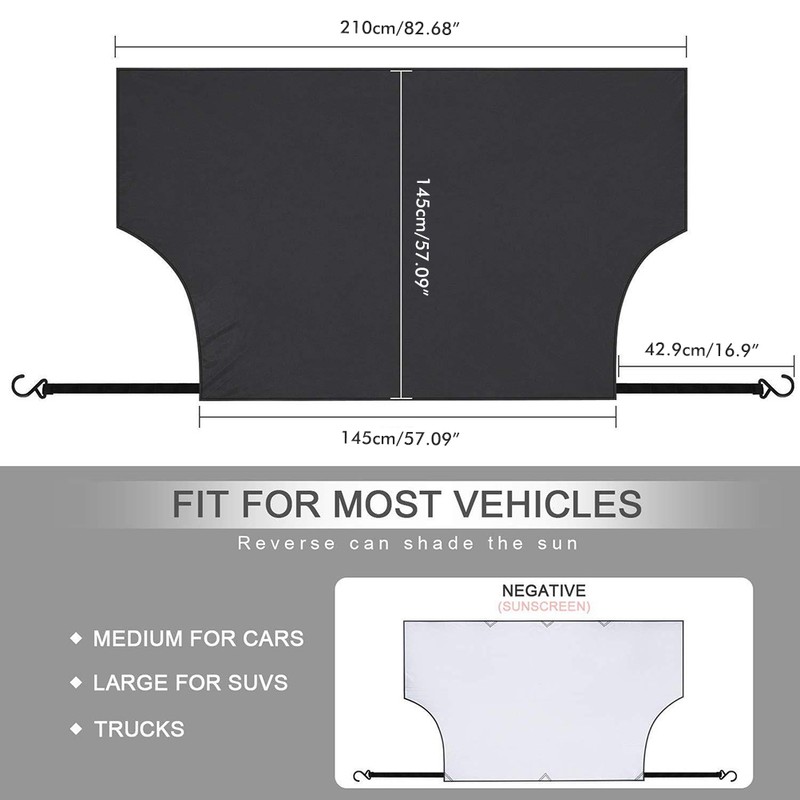 Magnetic Car Sun Shade Cover with Flap and Safety Strap