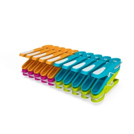 LaundrySpecialist Soft Grip Clothes Pegs - Multicoloured - Pack of 60 - Extra Long & Stable - Plastic Clothes Pegs - Colourful Pegs - Made in the EU