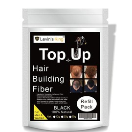Levins King Hair Building Fiber , Hair concealer Refill Pack Use All hair fiber Black Color 25 Gram Pack of 1