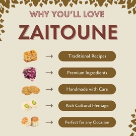 Zaitoune Premium Mini Mixed Cookies - 250 g | Bite-Sized Date Maamoul, Barazek & Ghraybeh Biscuit Mix | Handcrafted in Turkey | Beautiful Reusable Gift Tin | Perfect with Tea | Ramadan Sharing Present