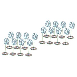 TEHAUX 16 Pcs Name Card Stands Small Business Must Haves Metal Wire Photo Holder Palm Leaf Table Decorations Hawaii Party Table Card Holder Place Stand Delicate Banquet Party Supplies