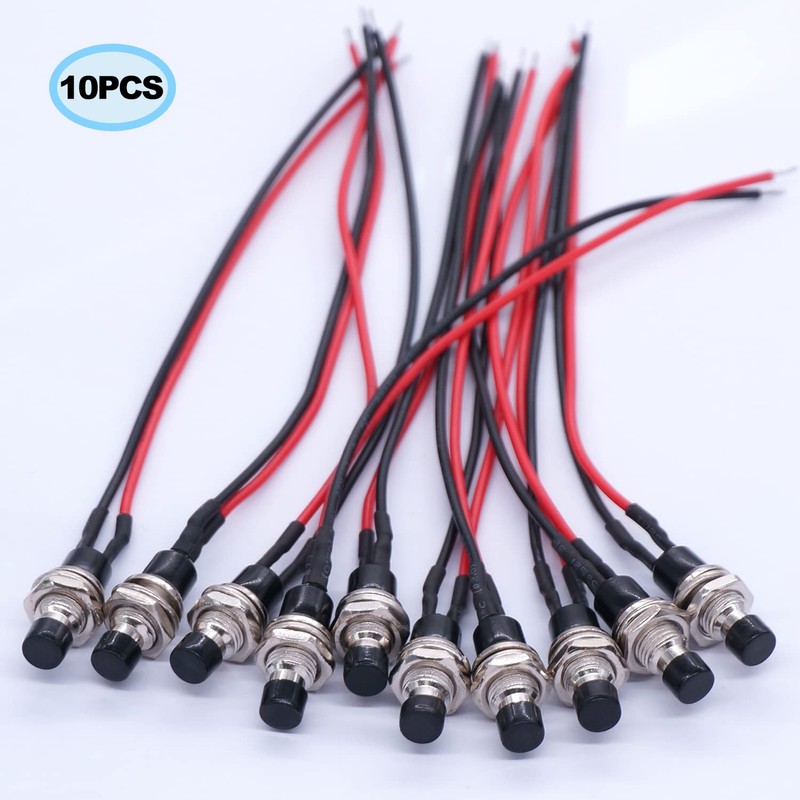 Twidec/10PCS 3V-6V-12V-24V-250V Momentary Push Button Switch 2 Pins ON/Off SPST