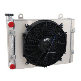 HKAUTOPART Radiator for 2010-2014 Polaris Ranger 400 500 800 Ranger XP 800 4x4 EFI, 1 Row Full Aluminium Radiator + 12 Inch Fan + Shroud + Thermostat Relay Kit
