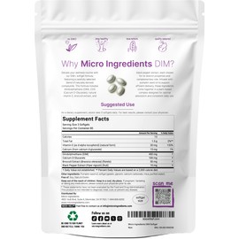 Micro Ingredients DIM+ Supplement 400mg for Men & Women | 240 Softgels with Pumpkin Seed Oil | Highly Bioavailable 7-in-1 Complex with Vitamin E, CDG, Broccoli & Black Pepper Extract