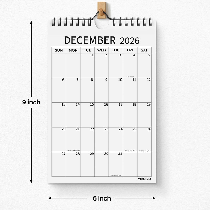 Yibukiu Small Wall Calendar 2026-2028, 24 Months 6''x9'' Mini Calendar