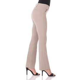 Rekucci Women's Ease into Comfort Classic Bootcut Pant w/Tummy Control (4, Khaki)