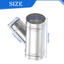 6 Inch to 4 Inch 3 Way Duct Hose Connector, 45 Degree Stainless Steel Y-Shaped Duct Splitter Ducting Adapter for Home or Industrial Exhaust Fan, Dryer Vent Hose Ventilation