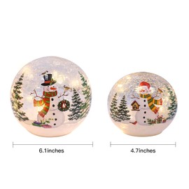 PHITRIC Christmas Decorations Indoor for Home, 3 pcs Sparkling Christmas Snowman Globes with LED Lights and Timer, Tabletop Christmas Decor, Xmas Decorations for Fireplace, Home Decor Indoor