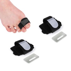 Pack of 2 Hammer Toe Correction, Toe Patches, Toe Separator, Small Toe, Aluminium Hammer Toe Cushion, Toe Separator, Toe Splint, Toe Stretcher, Suitable for Men and Women, Correcting Curved (Black)