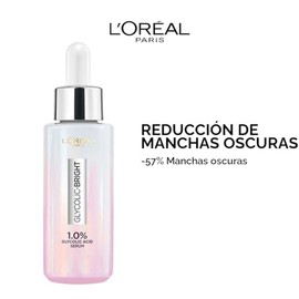Suero Iluminador L'Oreal Paris, Ácido Glicólico al 1%, Niacinamida al 2%, Minimiza Visiblemente las Manchas, Revela un Tono de Piel Uniforme, Piel Luminosa con Ácido Glicólico, 15ml (0.52 fl oz)