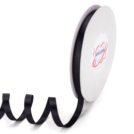 Alfie Double Faced Satin Ribbon 3/8Inch x 100Yards Double Sided Solid Polyester Ribbon for Gift Wrapping Party Hair Braids Bow Baby Shower Decoration Floral Arrangement Craft Supplies, Black