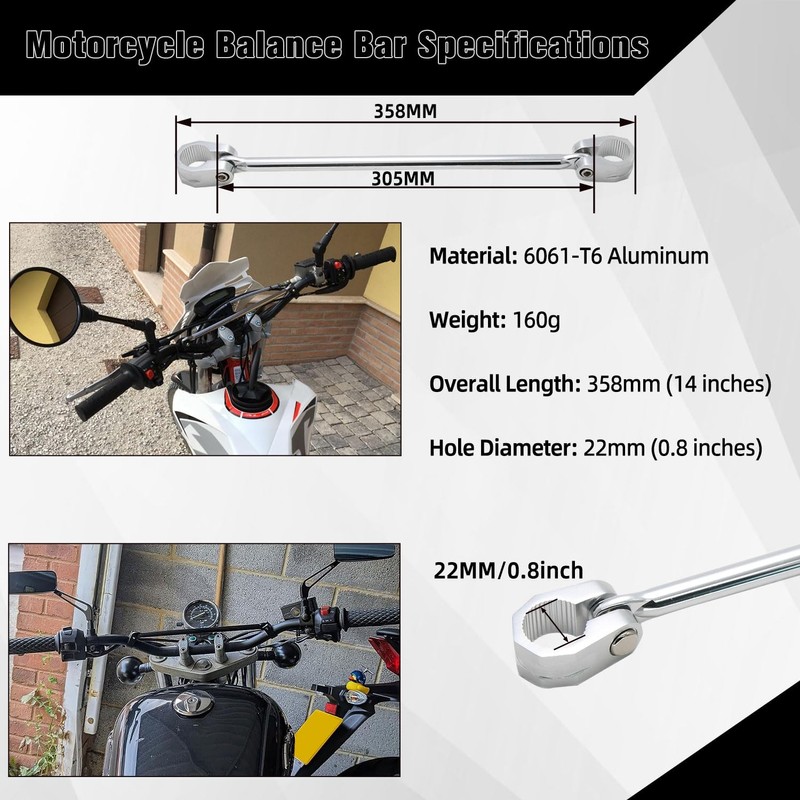 JFG RACING Motorcycle Handlebar Strut 300 mm Adjustable Aluminium Alloy