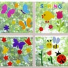 4Pcs Spring Gel Window Clings Decorations, Elastic Spring Window Gel