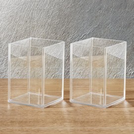 DIFIT Pen Holder, Pack of 2 Acrylic Pen Holders, Transparent Pen Holder, Pen Holder, Desk Makeup Brush Holder, Pen Holder, for Office, School, Household Supplies