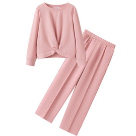 Yekaty Girls Clothes Size 8 Long Sleeve Twist Front Sweatshirt and Wide Leg Sweatpants Set 2 Peice Outfits for School
