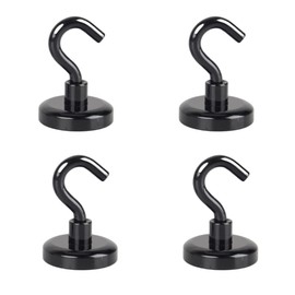 MAGHUNT Magnetic Hooks, Set of 4, Super Strong Neodymium Magnets, Diameter 1.3 inches (32 mm), Vertical Load Capacity: 73.0 lbs (34 kg), Horizontal Load Capacity: 15.4 lbs (7 kg), Kitchen Storage,