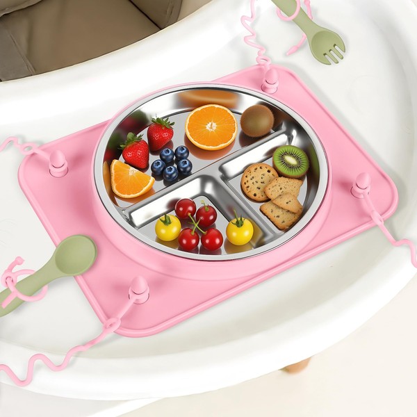 Baby Stretchable Straps, Easy-Clean Feeding Mat for Highchair & Table