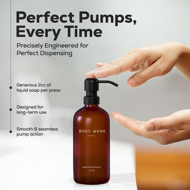 Amber Shampoo and Conditioner Dispenser Set by Brighter Barns -