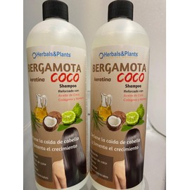 2x Shampoo BERGAMOTA reforzado aceite coco colageno romero keratina 16oz