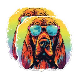 (2 Pack) Bloodhound Dog Stickers - Bloodhound with Sunglasses - Choose FromOver 100 Dog Breeds - 5 Inches On Longest Side - Premium Vinyl - Made in USA - BMCS0320