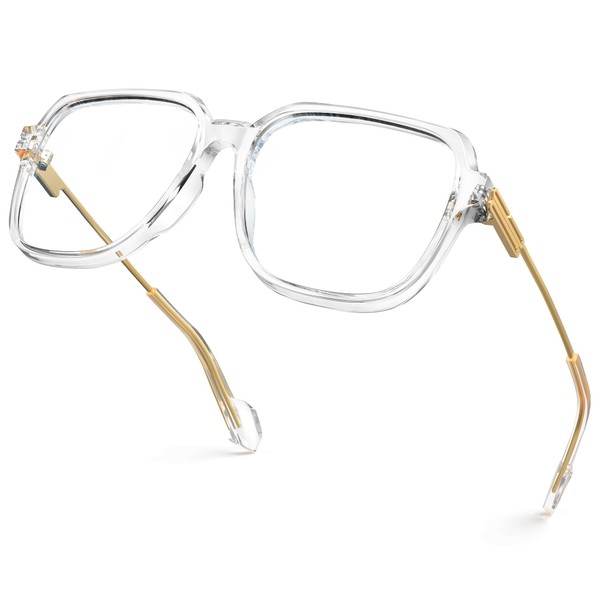 VISOONE Oversized Blue Light Blocking Glasses with Chic Square TR90