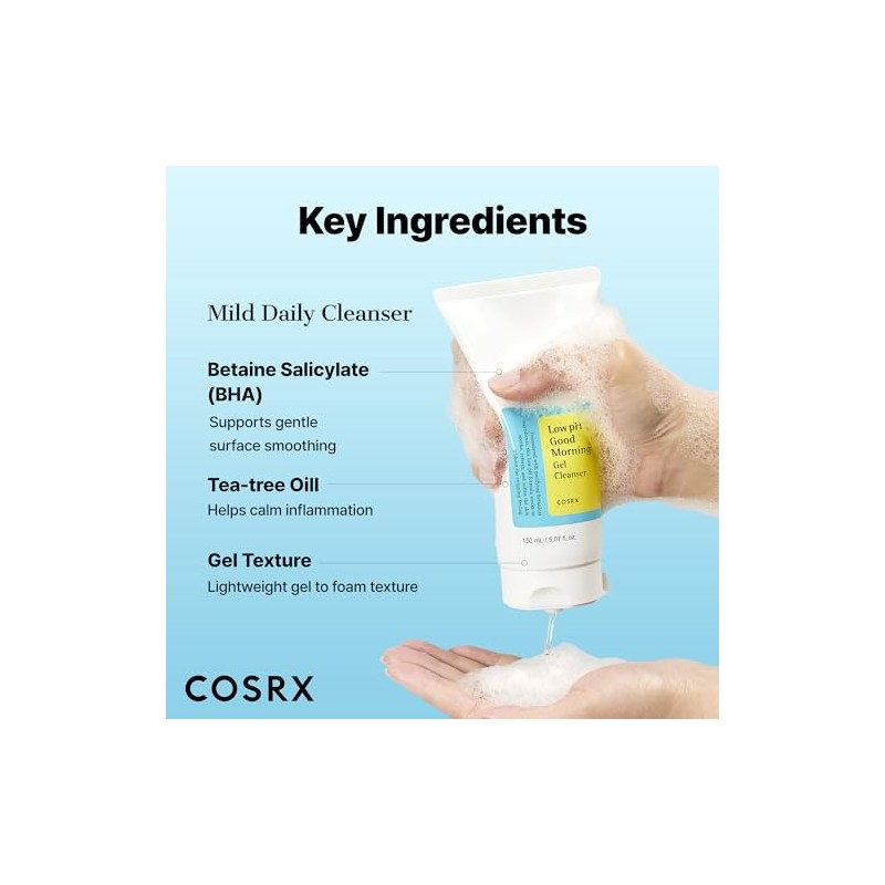 COSRX - Gel limpiador Good Morning de pH bajo, 150