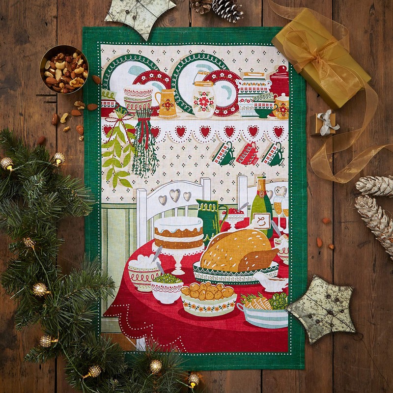 Ulster Weaver Turkey Festival Linen Tea Towel, Multi-Colour