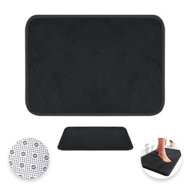 Raganet, Tapete de Baño Super Absorbente de Memory Foam, Alfombra de Baño de 60cm Largo X 40cm Ancho, Base Antideslizante, Maxima Abosrcion, Facil de Lavar, Material Duradero (1, Negro)