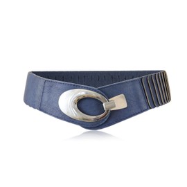 irisaa Wide Women's Elastic Waist Belt, Waist Belt, Stretch Belt with Hook Closure, navy