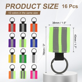 PATIKIL 16 Pcs Reflective Keychain, Reflective Strips High Visibility Safety Keychain Tags Lanyards Pendants Bright Zipper Pulls Waterproof for Backpack Running Cycling, Green 2