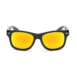 Kids/Childrens Size - UV400 Black Frame Orange Mirrored Lens Classic Sunglasses! Boys Girls Unisex