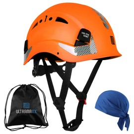 UM ULTRAMAXX Safety Helmet Hard Hat, ANSI Z89.1 Approved Lightweight Vented Work Helmet, 6-Point Adjustable Ratchet Suspension Hardhat for Industrial and Construction (Orange)