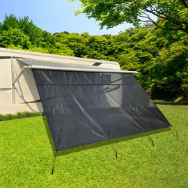 Dulepax RV Awning Shade Screen with Zipper 8'X12'3'' -Second Generation RV Awning Screen Significantly Improves Shadew and Privacy.Universal RV Awning Sun Shade Screen with Complete Kits