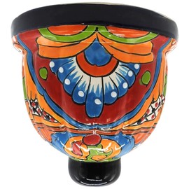 Talavera Pottery Store Wall Planter Small Hand Painted Pot Indoor Outdoor Multi Colored Glazed (Talavera Blue)