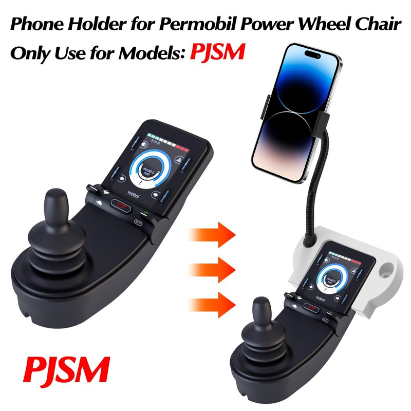 WSBXBB Phone Holder for Permobil Power Wheel Chair(Models: PJSM), Adjustable