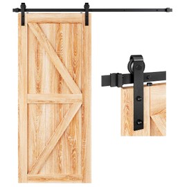 EaseLife 6.6 FT Sliding Barn Door Hardware Track Kit,Basic J Pulley,Slide Smoothly Quietly,Easy Install (6.6FT Track Kit for 36"~40" Wide Single Door)