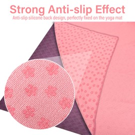Audasi Yoga Mat Towel Yoga Towel Non Slip Hot Yoga with Mesh Carrying Bag 183 * 63cm Large Gym Towels Quick Dry Portable Breathable Yoga Mat Towel for Bikram Pilates Gym Workout Pink