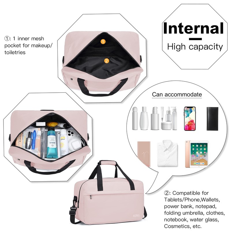 Kono 35x20x20 Holdall Cabin Luggage Travel Bag Under Seat Flight