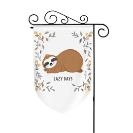 Uanvaha Sloth Green Leaves Garden Flags Jungle Tropical Animals Welcome Flag 12.5x18 Inch Double Sided Polyester Yard Lawn Flag Outdoor Patio House Decor