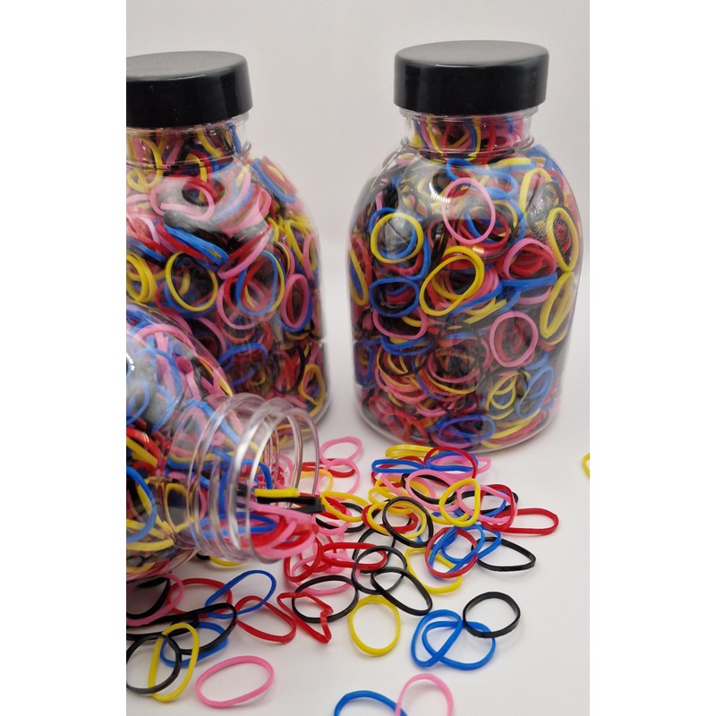Colourful Hair Bands, 1000 Pieces, Multi-Colour Elastic Rubber Bands, Small