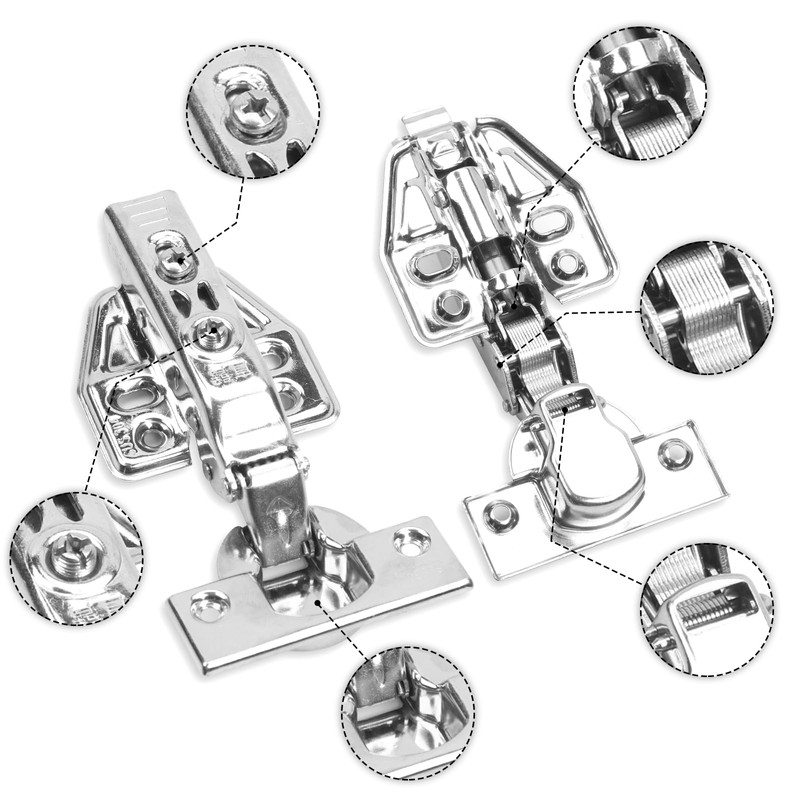 6 Pcs 110° Cabinet Hinges,304 Stainless Steel Kitchen Cupboard Hinges