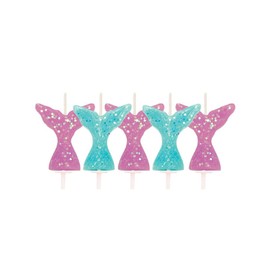 Anniversary House Glitter Mermaid Tail Pick Candles,Purple & Aqua,7 centimeters