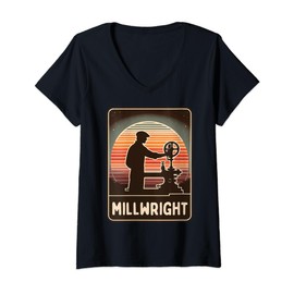 Vintage Millwright Worker With Tools For Machinists V-Neck T-Shirt