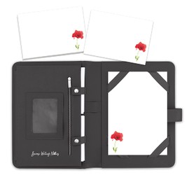 Me Loovely Red Poppy Letter Writing Paper and Envelopes A5 Size Floral Papers Luxury Stationery Supplies for Home Office & School | Christmas Gifts (20 Letters & 20 Envelopes with Black Organiser)