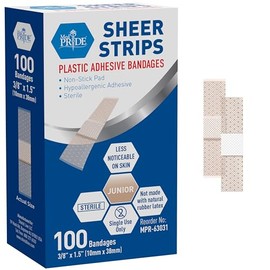 MED PRIDE Vendas Estériles Extra Pequeñas Con Almohadilla Antiadherente, Pequeñas Curitas Hipoalergénicas Sin Látex Para Pieles Sensibles, Paquete De 100 (3/8" X 1,5") 3/8” X 1,5”