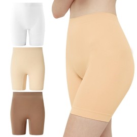 INNERSY Slip Shorts for Women Under Dresses High Waisted Anti Chafing Summer Biker Shorts 3-Pack(Brown/Light Beige/White,Large)
