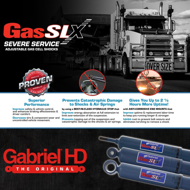 Gabriel 89408 GasSLX Adjustable Heavy Duty Front Shock Absorbers Fits